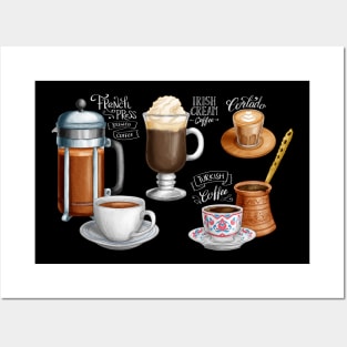 Hand Drawn Back Board Coffee Drinks Posters and Art